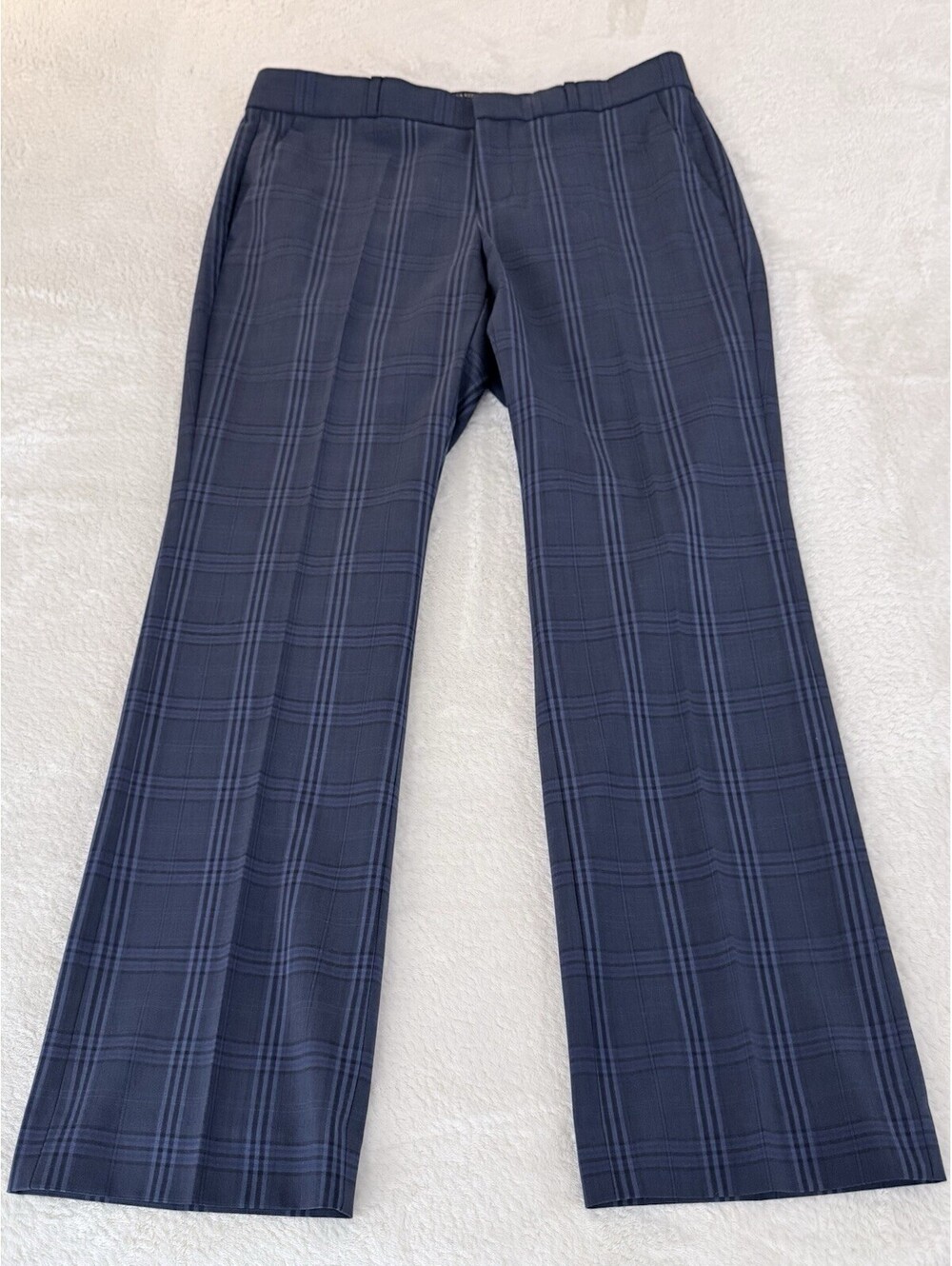 Banana Republic Logan Womens 6 Navy Plaid Italian Wool Blend Dress Pants